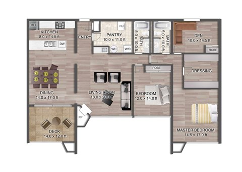 Floor plan for 2 beds, 2 baths, 2154 sqft